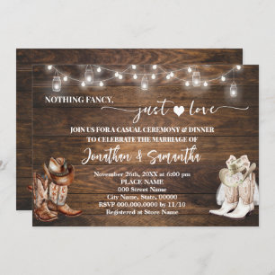 Invitation Western Nothing Fancy Just Love Mariage Décontract