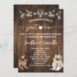 Invitation Western Nothing Fancy Just Love Mariage Décontract