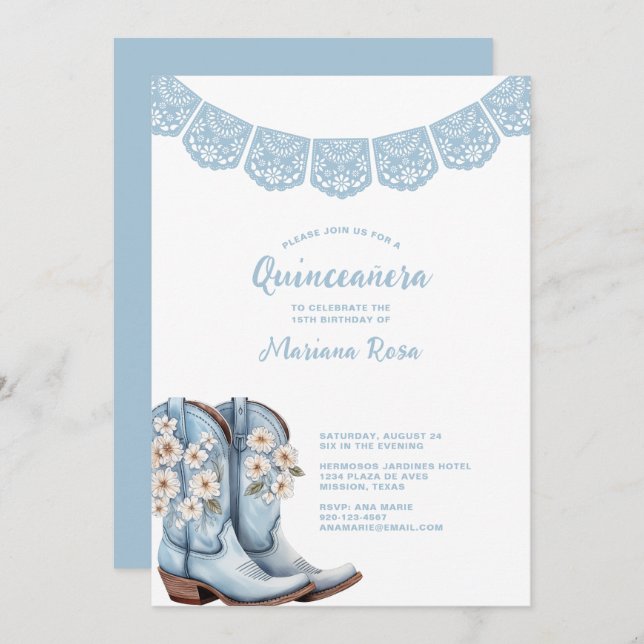 Invitation Western Papado Picado Quinceanera fête d'anniversa (Devant / Derrière)