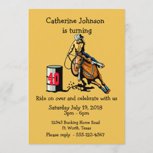 Invitation Western Party Rodeo Cowgirl Barrel Racer