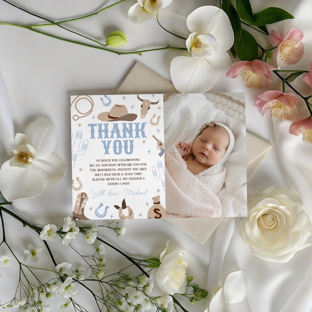 Invitation Western Photo Thank You Card (Créateur téléchargé)