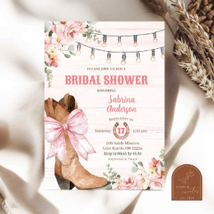 Invitation Western Pink Boots et Bow Baby Shower Mariage