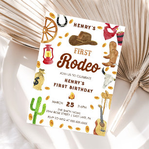 Invitation Western Premier anniversaire Rodeo Baby
