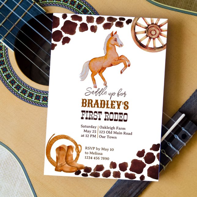 Invitation Western premier rodéo saddup cheval fête d'anniver (Créateur téléchargé)
