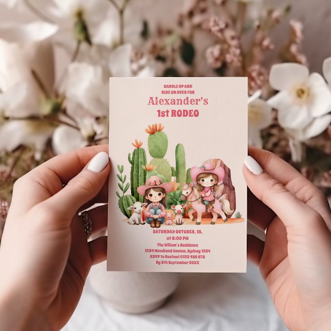 Invitation Western Premier Rodeo Wildwest Cowgirl rose Annive (Créateur téléchargé)