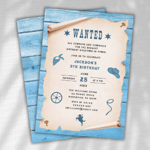 Invitation Western Recherché Blue Boy Anniversaire