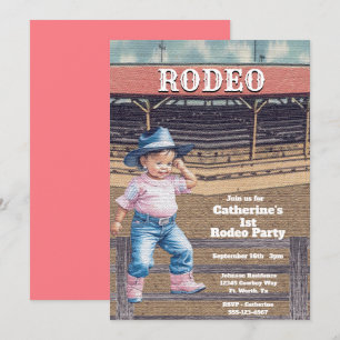 Invitation Western Rodeo Cowgirl 1er anniversaire