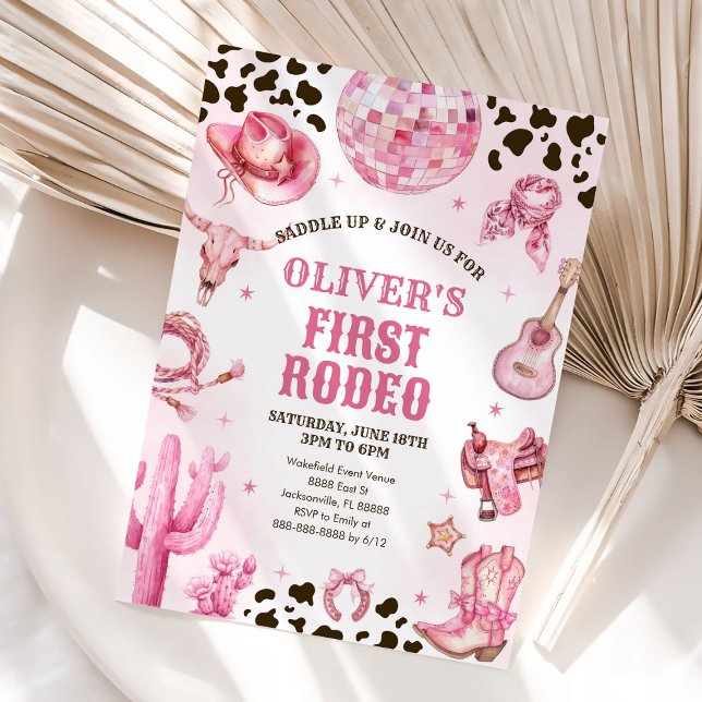Invitation Western Rodeo Cowgirl First Rodeo 1st Birthday (Créateur téléchargé)