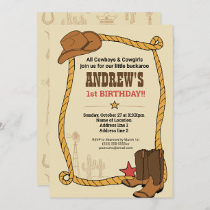Invitation Western Rodeo Theme Party 1er Rodeo Birthday Party