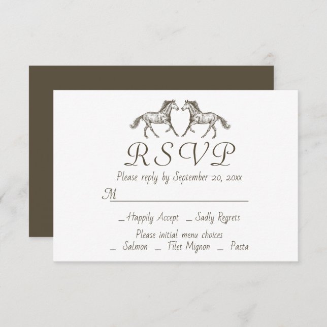 Invitation Western RSVP Cheval Mariage Pays Chevaux Rustique (Devant / Derrière)