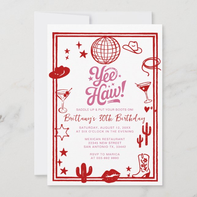 Invitation Western Rustic 30e, 40e anniversaire de la fille (Devant)