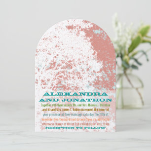 Invitation Western Saddle Forest Birch Coral Mariage Turquois