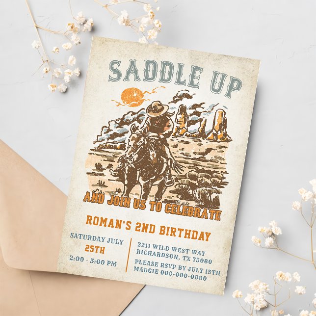 Invitation Western Saddle Up Et Rejoignez-Nous Pour Anniversa (Créateur téléchargé)