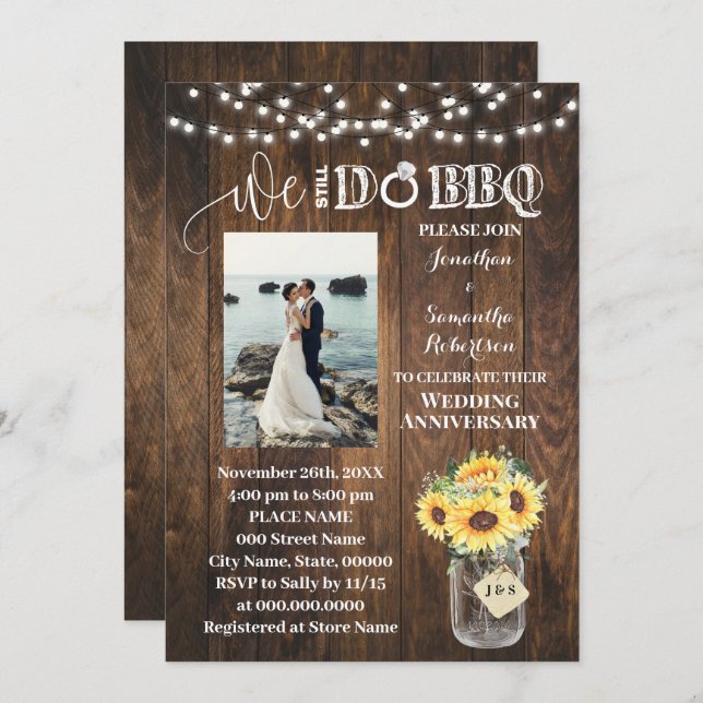 Invitation Western Sunflowers We still do Wedding Anniversary (Devant / Derrière)