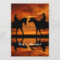 Western Sunset Horseback équitation silhouette cow