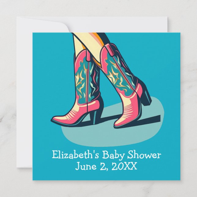 Invitation Western Thème Cowgirl Boots Baby shower (Devant)
