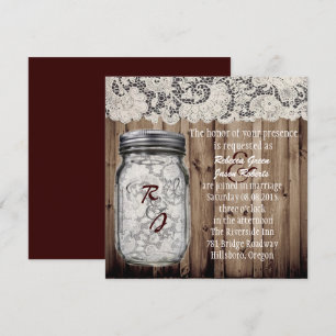 Invitation western vintage dentelle de bois de barnwood maria