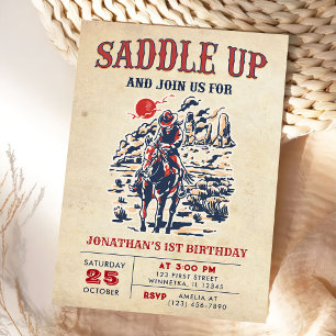 Invitation Western Vintage Desert Premier Rodéo 1er Anniversa