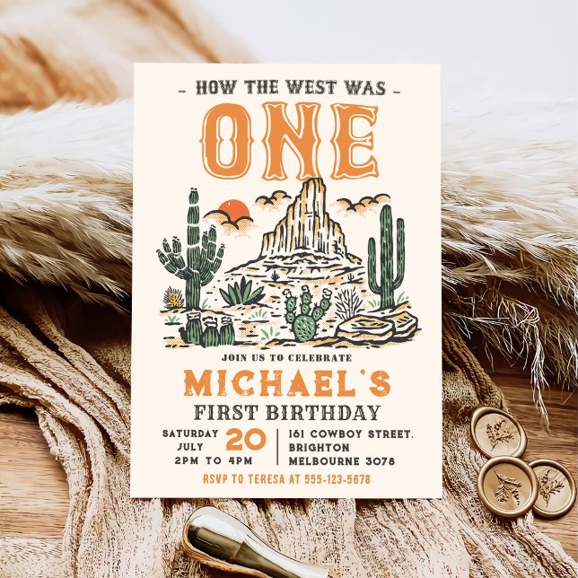 Invitation Western Vintage Desert Premier Rodéo 1er Anniversa (Créateur téléchargé)