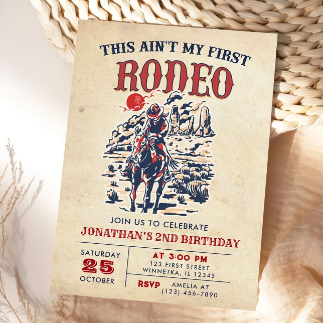 Invitation Western Vintage Desert Rodeo 2e anniversaire (Créateur téléchargé)