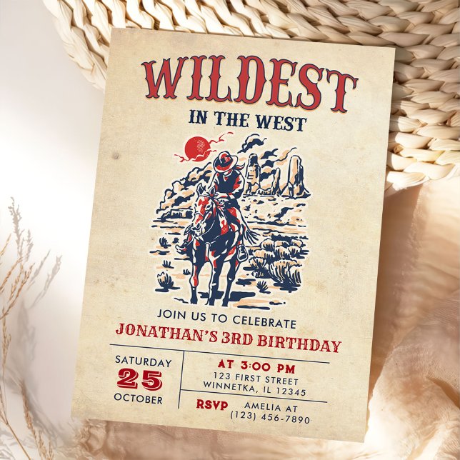 Invitation Western Vintage Desert Rodeo 3e anniversaire (Créateur téléchargé)