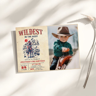 Invitation Western Vintage Desert Rodeo 3e anniversaire Photo