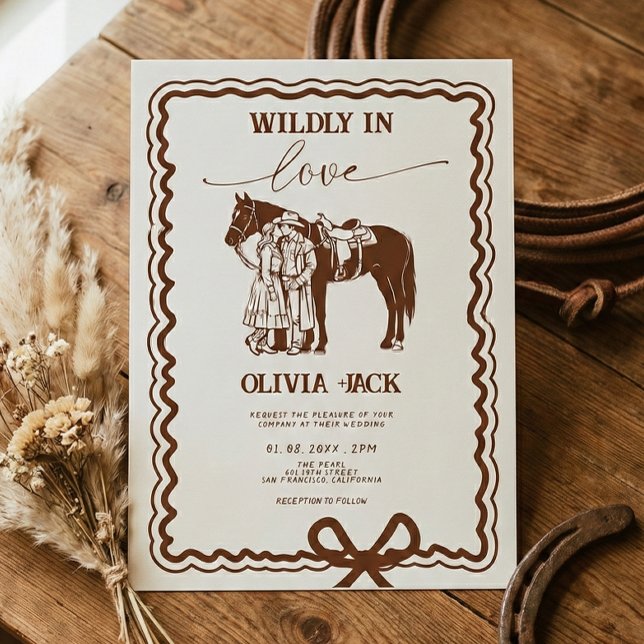 Invitation Western Wildly in love Hand Drawn Wedding (Créateur téléchargé)