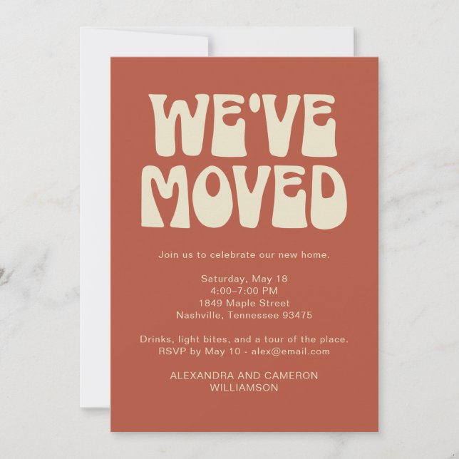 Invitation We've Moved Housewarming Party Rust Retro (Devant)