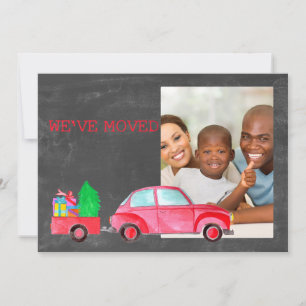 Invitation We've Moved watercolor Christmas Photo card