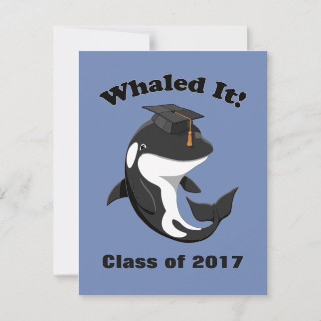 Invitation Whaled It Class of 2017 Cute Orca Killer Whale (Devant)