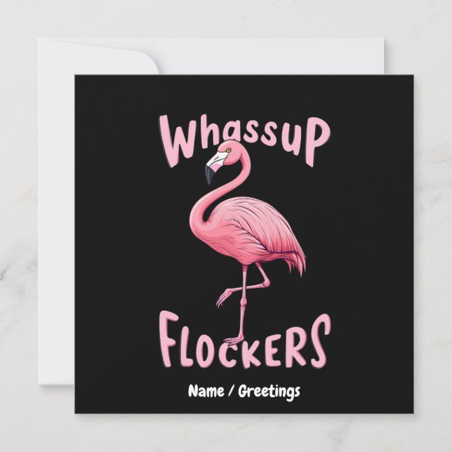 Invitation Whassup Flockers Flamant rose Conception d'un flam (Devant)