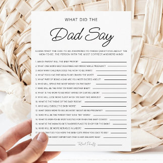 Invitation What Did The Dad Say Minimalist Baby Shower Games