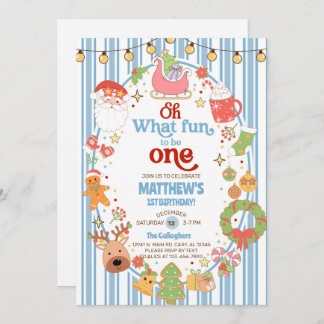 Invitation What fun to be One boy 1st birthday invite.