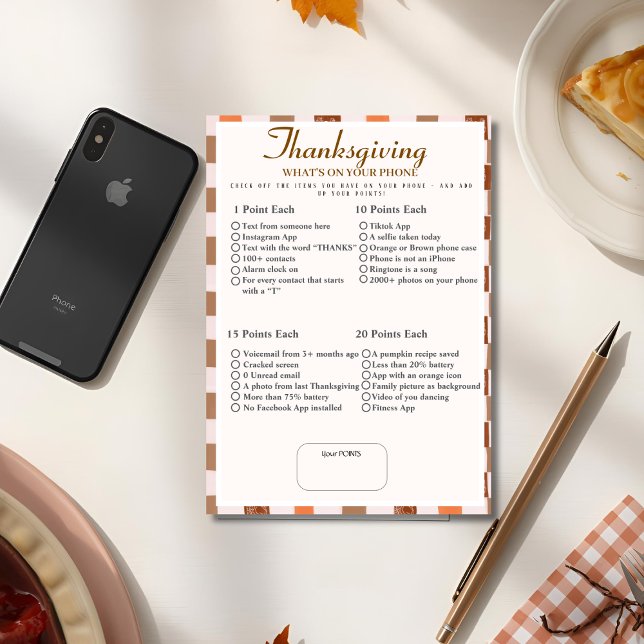 Invitation What’s in Your Phone? Retro thanksgiving Game  (What’s in Your Purse? Retro thanksgiving Game Invitation)