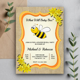 Invitation What Will Baby Bee   Honey Bee Gender Reveal Party