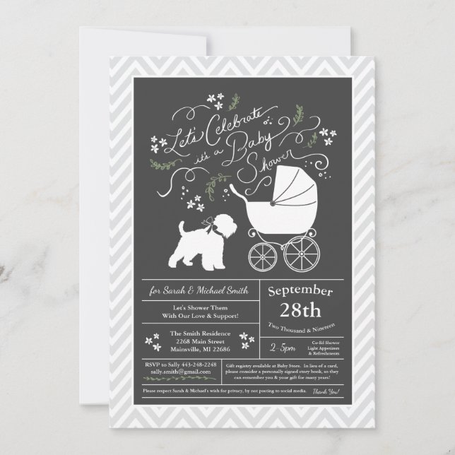 Invitation Wheaten Terrier Baby shower Neutre Sexe (Devant)