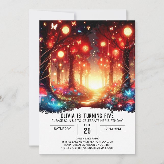 Invitation Whimsable éditable Woodland Digital Anniversaire (Devant)