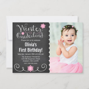 Invitation Whimsal Winter Onederland Photo Premier anniversai