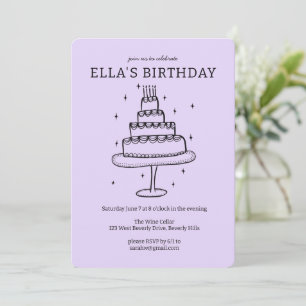 Invitation Whimsday Cake Doodle mignon fête personnalisée