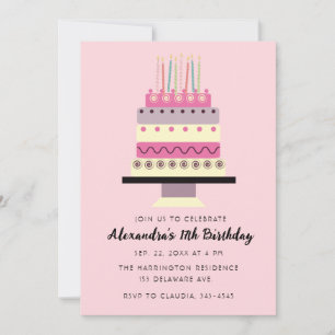 Invitation Whimsday Cake Retro Girly rose
