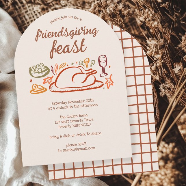 Invitation Whimsgiving Friendsgiving Diner ARCH (Whimsical Thanksgiving Friendsgiving Dinner ARCH Custom Autumn Fall Party Invitation
)