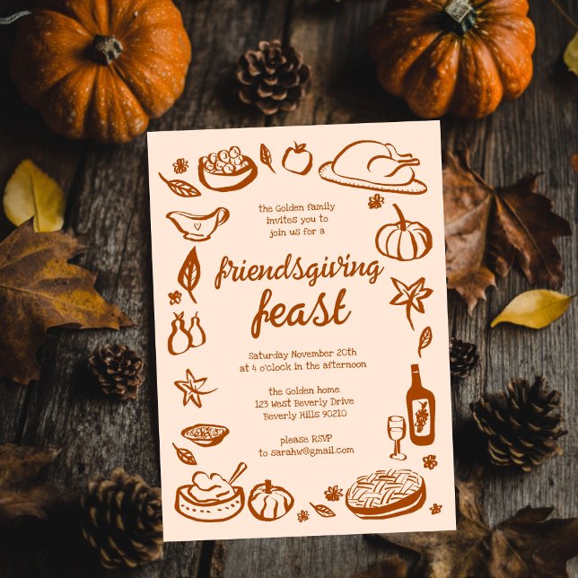 Invitation Whimsgiving Friendsgiving Dîner sur mesure (Whimsical Thanksgiving Friendsgiving Dinner Custom Invitation
)