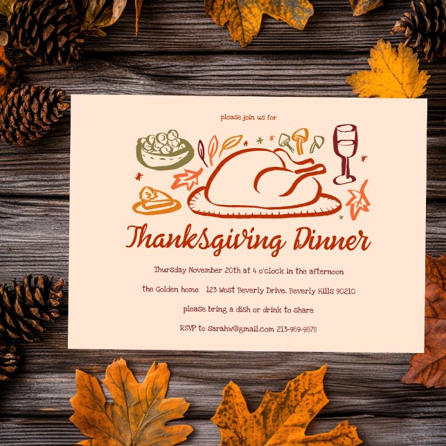 Invitation Whimsgiving Friendsgiving Dîner sur mesure (Whimsical Thanksgiving Friendsgiving Dinner Custom Invitation
)