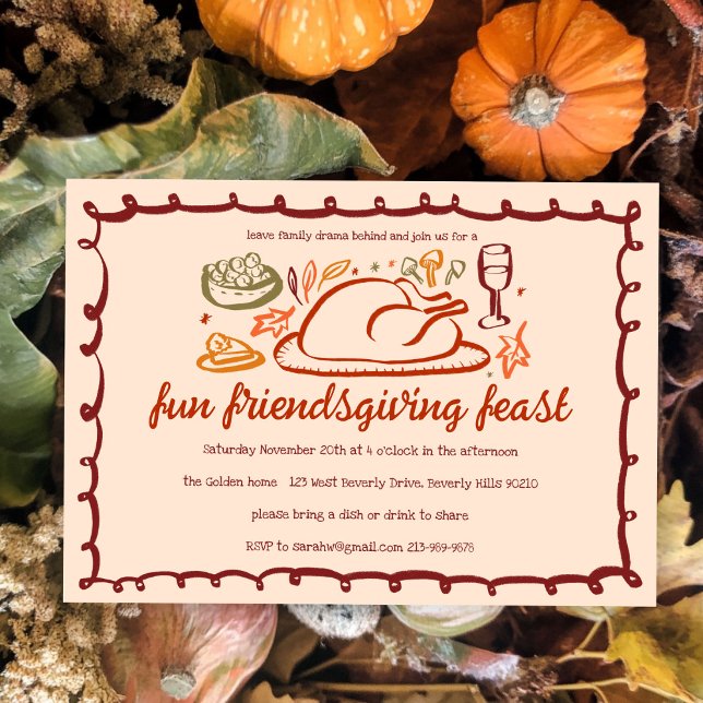 Invitation Whimsgiving Friendsgiving Dîner sur mesure (Whimsical Thanksgiving Friendsgiving Dinner Custom Invitation
)