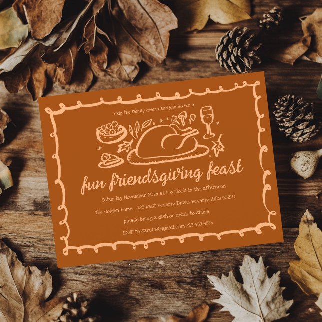 Invitation Whimsgiving Friendsgiving Dîner sur mesure (Whimsical Thanksgiving Friendsgiving Dinner Custom Invitation
)