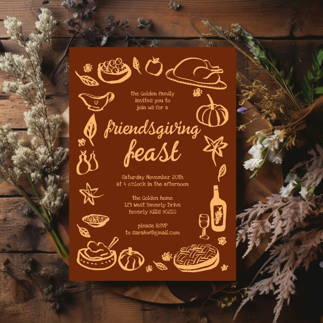 Invitation Whimsgiving Friendsgiving Dîner sur mesure (Whimsical Thanksgiving Friendsgiving Dinner Custom Invitation
)