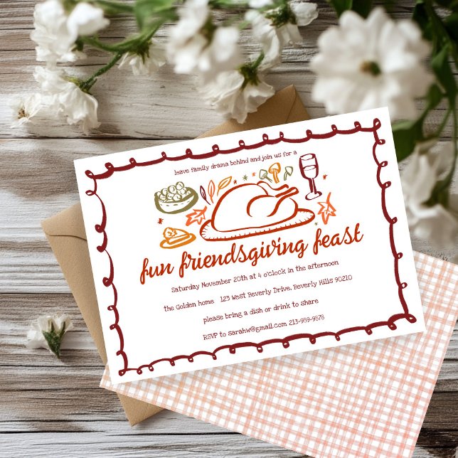 Invitation Whimsgiving Friendsgiving Dîner sur mesure (Whimsical Thanksgiving Friendsgiving Dinner Custom Autumn Fall Party Invitation
)