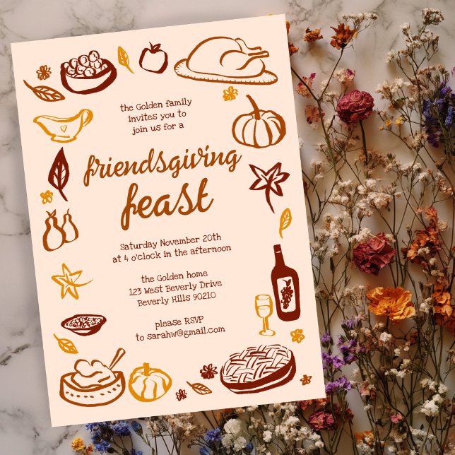 Invitation Whimsgiving Friendsgiving Dîner sur mesure (Whimsical Thanksgiving Friendsgiving Dinner Custom Invitation
)