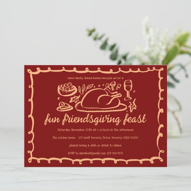 Invitation Whimsgiving Friendsgiving Dîner sur mesure (Debout devant)