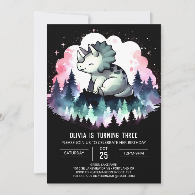 Invitation Whimsic Chic Triceratops Anniversaire (Devant)